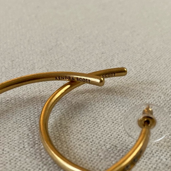 Kendra Scott Selena Large Hoops Earrings Vintage Gold Sparkly White Zirconia $78 - Picture 14 of 17